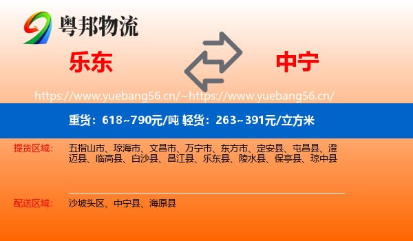 乐东到中宁县物流