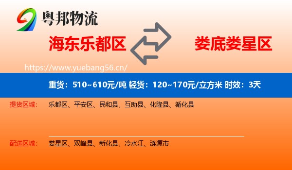 海东乐都区到娄星区物流专线名片