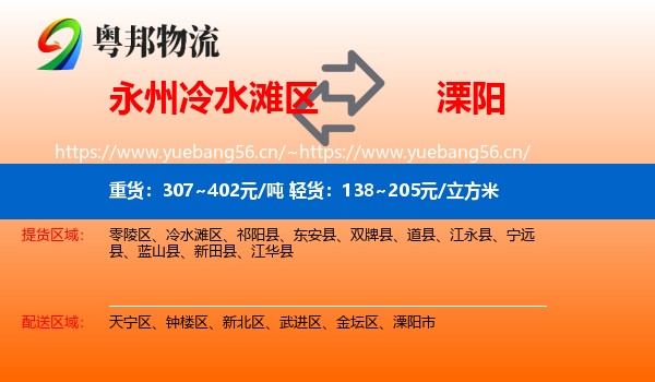 永州冷水滩区到溧阳市物流