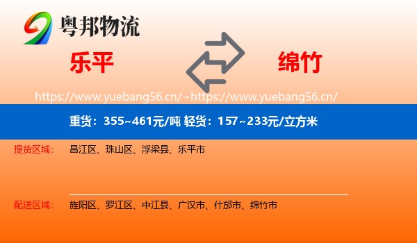 乐平到绵竹市物流