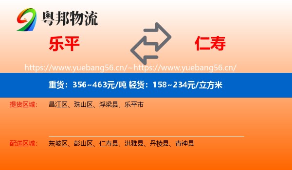 乐平到仁寿县物流