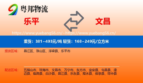 乐平到文昌市物流