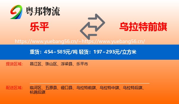 乐平到乌拉特前旗物流