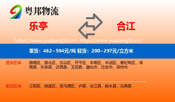 乐亭到合江县物流