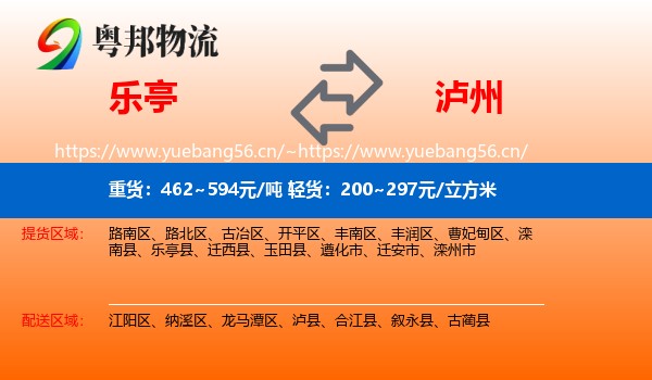 乐亭到泸州物流