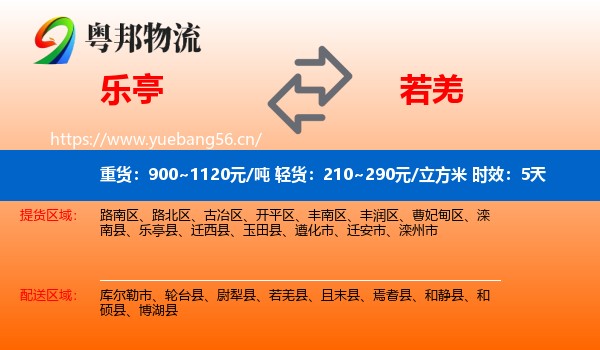 乐亭到若羌县物流专线名片