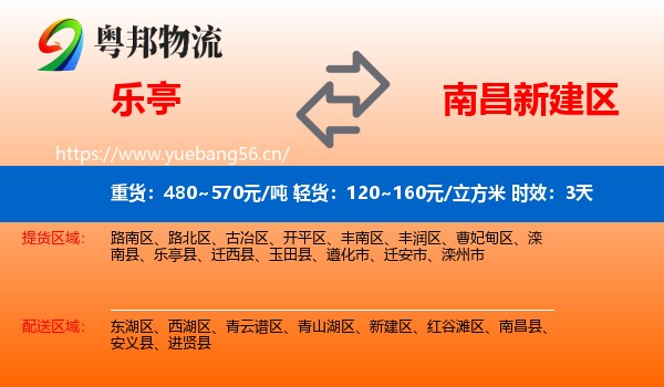 乐亭到新建区物流专线名片