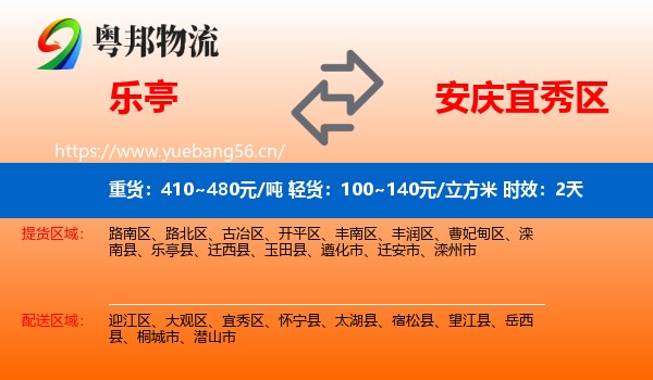 乐亭到宜秀区物流专线名片