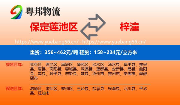 保定莲池区到梓潼县物流
