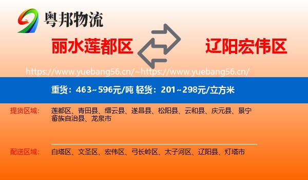丽水莲都区到宏伟区物流