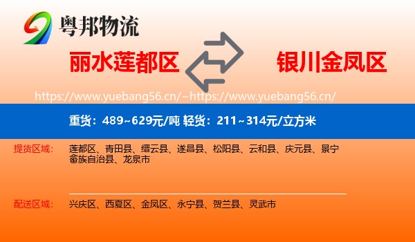 丽水莲都区到金凤区物流