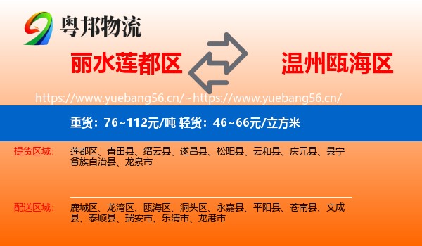 丽水莲都区到瓯海区物流