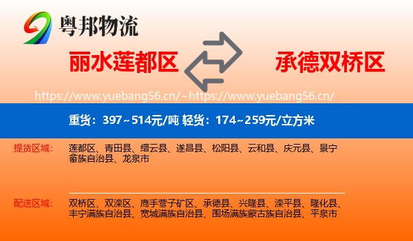 丽水莲都区到双桥区物流