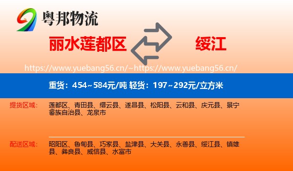 丽水莲都区到绥江县物流