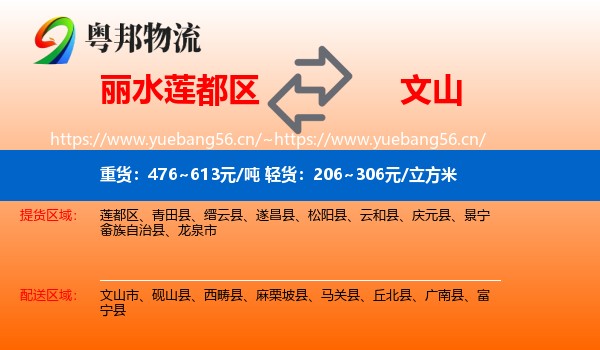 丽水莲都区到文山物流