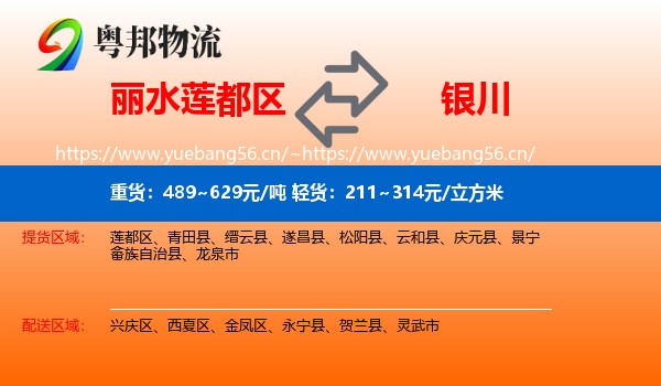 丽水莲都区到银川物流