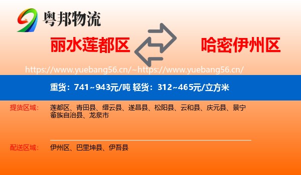 丽水莲都区到伊州区物流