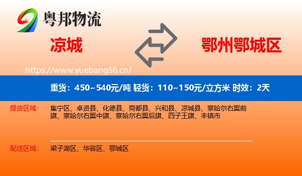 凉城到鄂城区物流专线名片