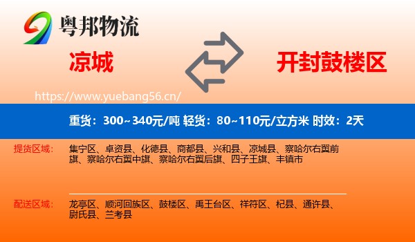 凉城到鼓楼区物流专线名片
