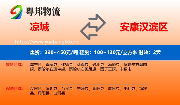 凉城到汉滨区物流专线名片
