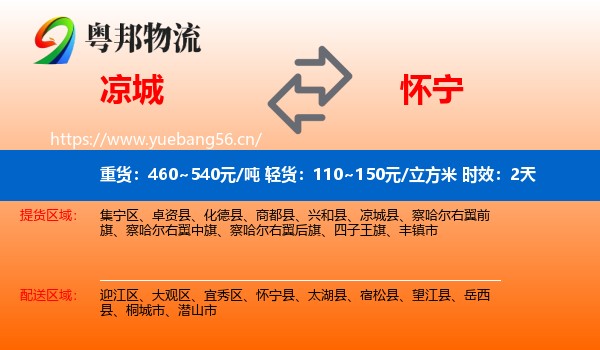 凉城到怀宁县物流专线名片