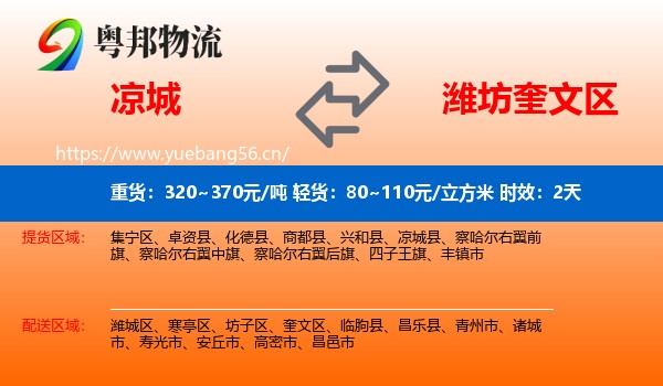 凉城到奎文区物流专线名片