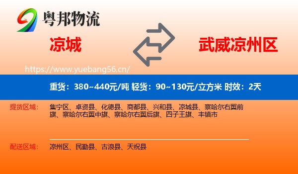 凉城到凉州区物流专线名片