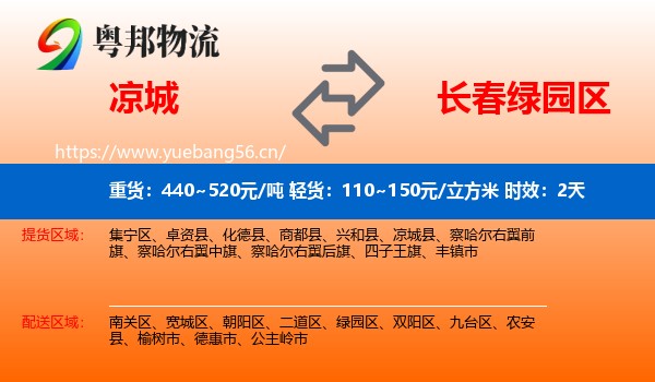 凉城到绿园区物流专线名片