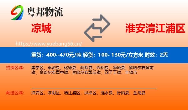 凉城到清江浦区物流专线名片