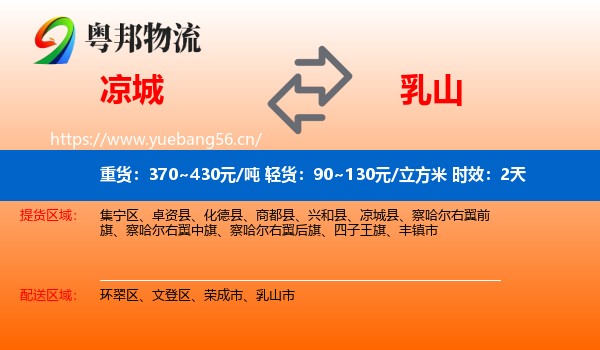凉城到乳山市物流专线名片