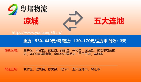 凉城到五大连池市物流专线名片