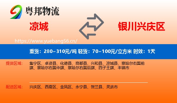 凉城到兴庆区物流专线名片