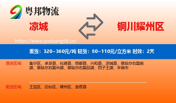 凉城到耀州区物流专线名片