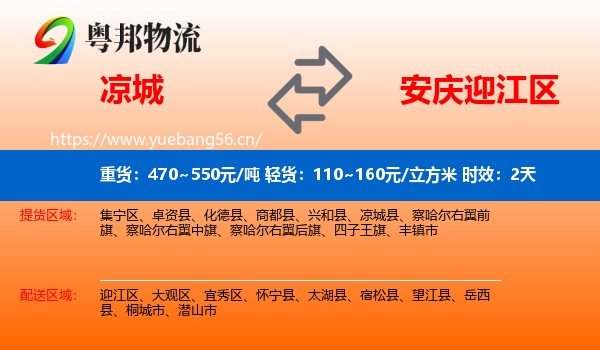 凉城到迎江区物流专线名片