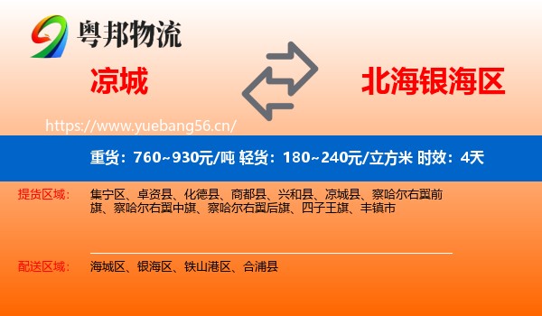 凉城到银海区物流专线名片