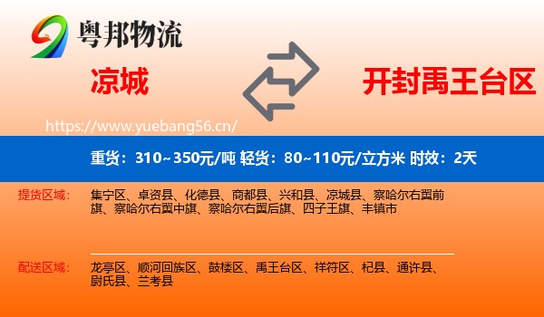 凉城到禹王台区物流专线名片