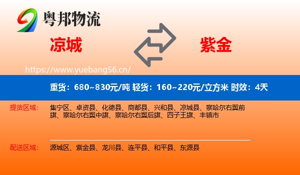 凉城到紫金县物流专线名片