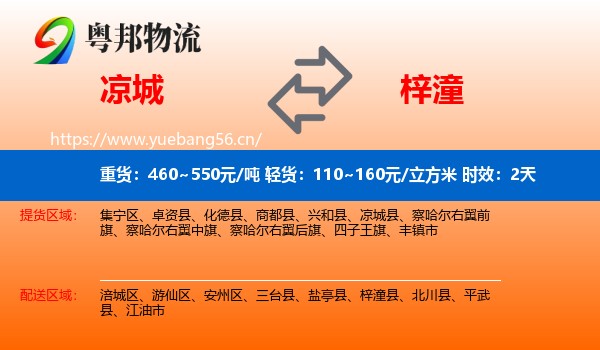 凉城到梓潼县物流专线名片
