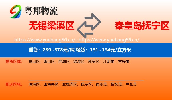 无锡梁溪区到抚宁区物流