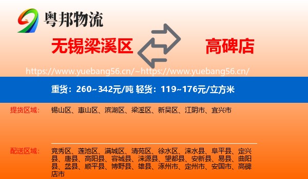 无锡梁溪区到高碑店市物流