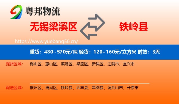 无锡梁溪区到铁岭县物流专线名片
