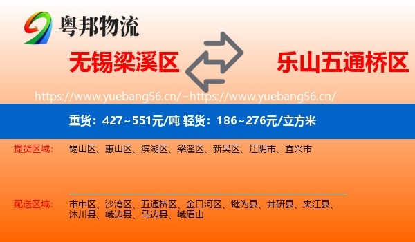 无锡梁溪区到五通桥区物流