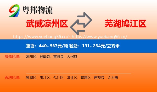 武威凉州区到鸠江区物流