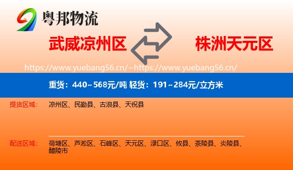 武威凉州区到天元区物流