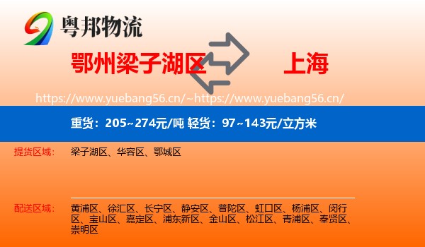 梁子湖区到上海物流专线