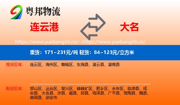 连云港到大名县物流