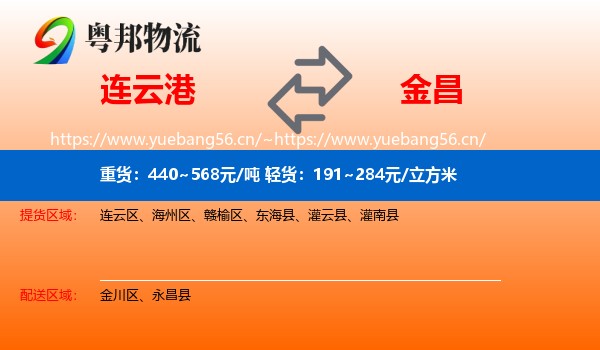 连云港到金昌物流
