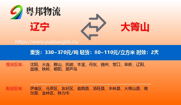 辽宁到大箐山县物流专线名片