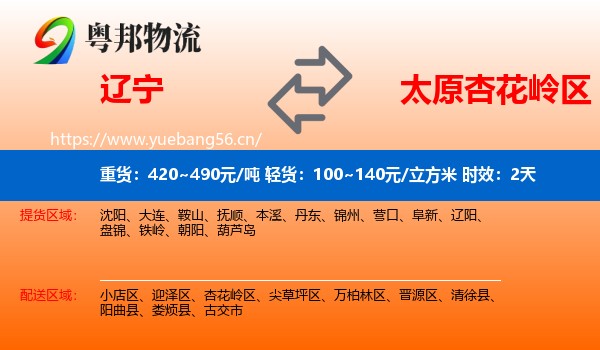 辽宁到杏花岭区物流专线名片