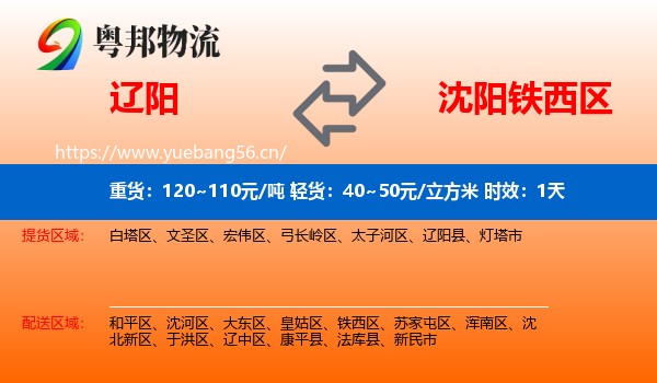 辽阳到铁西区物流专线名片